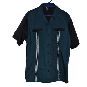 Hilton Bowling Retro Men's Short Sleeve Button Down ROCKABILLY Medium